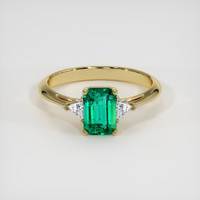 1.12 Ct. Emerald Ring, 18K Yellow Gold 1