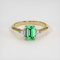 0.93 Ct. Emerald Ring, 18K Yellow Gold 1