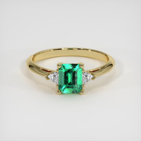 0.89 Ct. Emerald Ring, 18K Yellow Gold 1