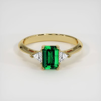 0.54 Ct. Emerald Ring, 18K Yellow Gold 1