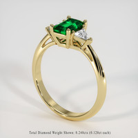 0.54 Ct. Emerald Ring, 18K Yellow Gold 2