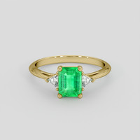 1.03 Ct. Emerald Ring, 18K Yellow Gold 1