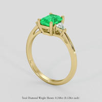 1.03 Ct. Emerald Ring, 18K Yellow Gold 2