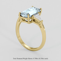 3.64 Ct. Blue Aquamarine Ring, 18K Yellow Gold 2