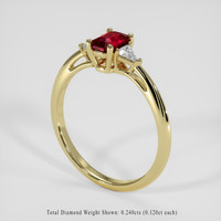 0.70 Ct. Ruby Ring, 18K Yellow Gold 2