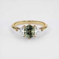 1.25 Ct. Yellowish Green Sapphire Ring, 18K Yellow Gold 1