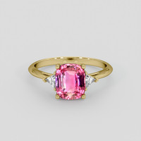 2.01 Ct. Pink Sapphire Ring, 18K Yellow Gold 1