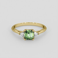 0.85 Ct. Green Sapphire Ring, 18K Yellow Gold 1