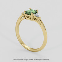 0.85 Ct. Green Sapphire Ring, 18K Yellow Gold 2