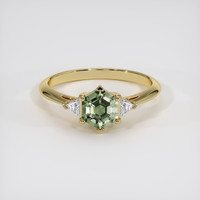 1.00 Ct. Green Sapphire Ring, 18K Yellow Gold 1