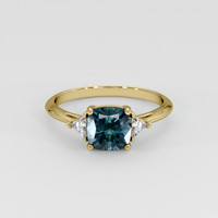 1.69 Ct. Greenish Blue Sapphire Ring, 18K Yellow Gold 1