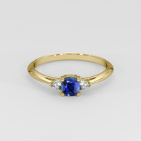 0.67 Ct. Blue Sapphire Ring, 18K Yellow Gold 1