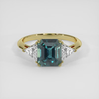 4.11 Ct. Greenish Blue Sapphire Ring, 18K Yellow Gold 1