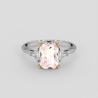 3.06 Ct. Peach Sapphire Ring, 18K Yellow & White 1