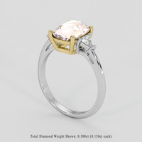 3.06 Ct. Peach Sapphire Ring, 18K Yellow & White 2
