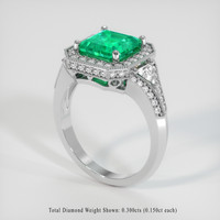 2.10 Ct. Emerald Ring, Platinum 950 2