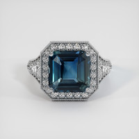 5.06 Ct. Greenish Blue Sapphire Ring, Platinum 950 1