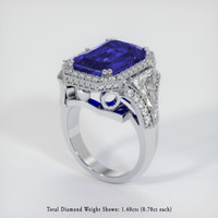 10.47 Ct. Blue Sapphire Ring, 14K White Gold 2