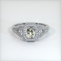 0.84 Ct. Green Sapphire Ring, 14K White Gold 1