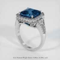 5.06 Ct. Greenish Blue Sapphire Ring, 18K White Gold 2