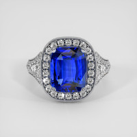 5.60 Ct. Blue Sapphire Ring, 18K White Gold 1