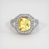 3.12 Ct. Yellow Sapphire Ring, 18K White Gold 1