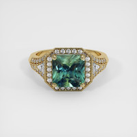3.06 Ct. Bluish Green Sapphire Ring, 14K Yellow Gold 1