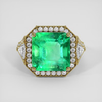 6.81 Ct. Emerald Ring, 18K Yellow Gold 1