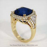 10.33 Ct. Blue Sapphire Ring, 18K Yellow Gold 2