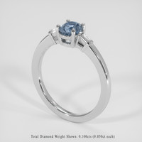 0.90 Ct. Greyish Blue Sapphire Ring, 14K White Gold 2