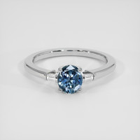 0.99 Ct. Greenish Blue Sapphire Ring, 18K White Gold 1