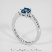 0.99 Ct. Greenish Blue Sapphire Ring, 18K White Gold 2
