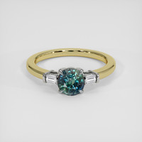 1.33 Ct. Greenish Blue Sapphire Ring, 18K White & Yellow 1