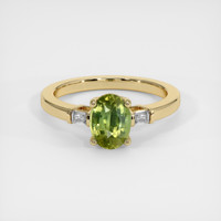 2.02 Ct. Yellowish Green Sapphire Ring, 10K Yellow Gold 1