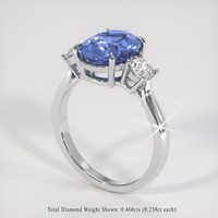 3.33 Ct. Blue Sapphire Ring, 14K White Gold 2