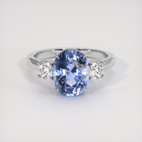 3.33 Ct. Blue Sapphire Ring, 18K White Gold 1