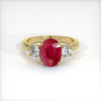 3.08 Ct. Pinkish Red Ruby Ring, 10K Yellow Gold 1