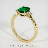 0.98 Ct. Emerald Ring, 18K Yellow Gold 2