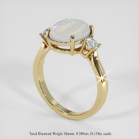 2.04 Ct. Multi Color White Opal (Light Opal) Ring, 18K Yellow Gold 2
