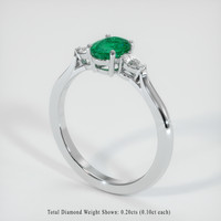 Three Stone Emerald Ring 0.76 Ct., Platinum 950 Preview