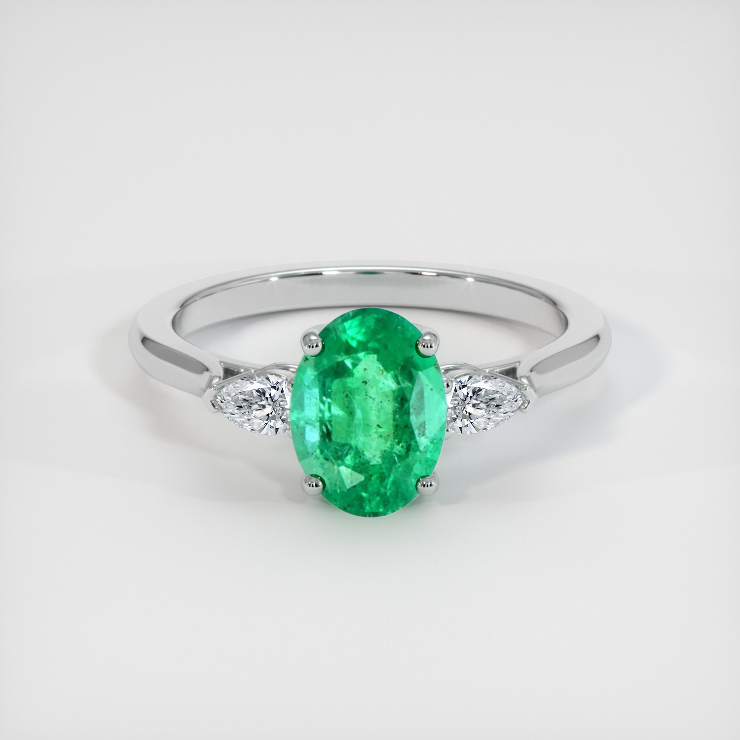 French Platinum Diamond & Emerald Ring (333N) | The Antique Jewellery  Company