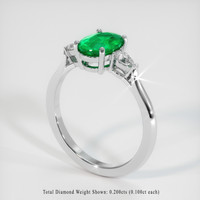 0.96 Ct. Emerald Ring, Platinum 950 2