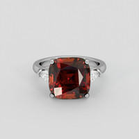 9.60 Ct. Reddish Orange Spessartite Garnet Ring, Platinum 950 1