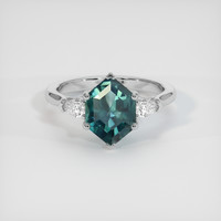 2.05 Ct. Bluish Green Sapphire Ring, Platinum 950 1