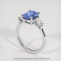 3.33 Ct. Blue Sapphire Ring, Platinum 950 2