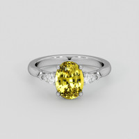 2.57 Ct. Greenish Yellow Sapphire Ring, Platinum 950 1