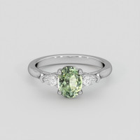 1.33 Ct. Yellowish Green Sapphire Ring, Silver 1