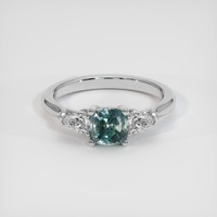 1.25 Ct. Greenish Blue Sapphire Ring, 10K White Gold 1