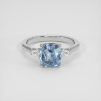 3.48 Ct. Greyish Blue Sapphire Ring, 10K White Gold 1