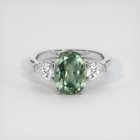 3.64 Ct. Green Sapphire Ring, 10K White Gold 1